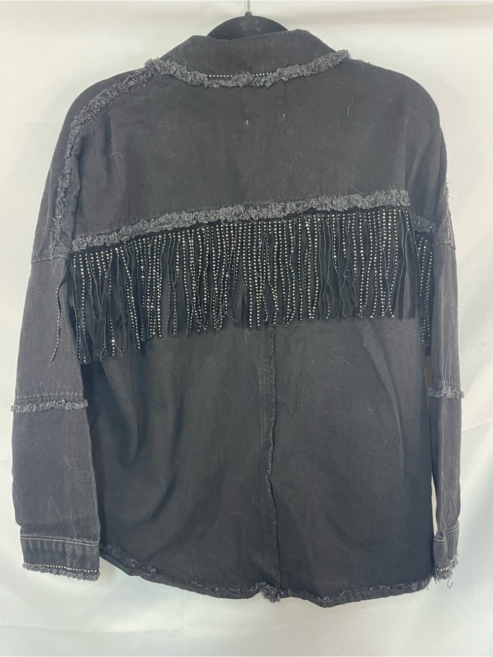 Zara black fringe and blingy tassels denim jackets! So cute and fun! Size XS - Picture 2 of 5